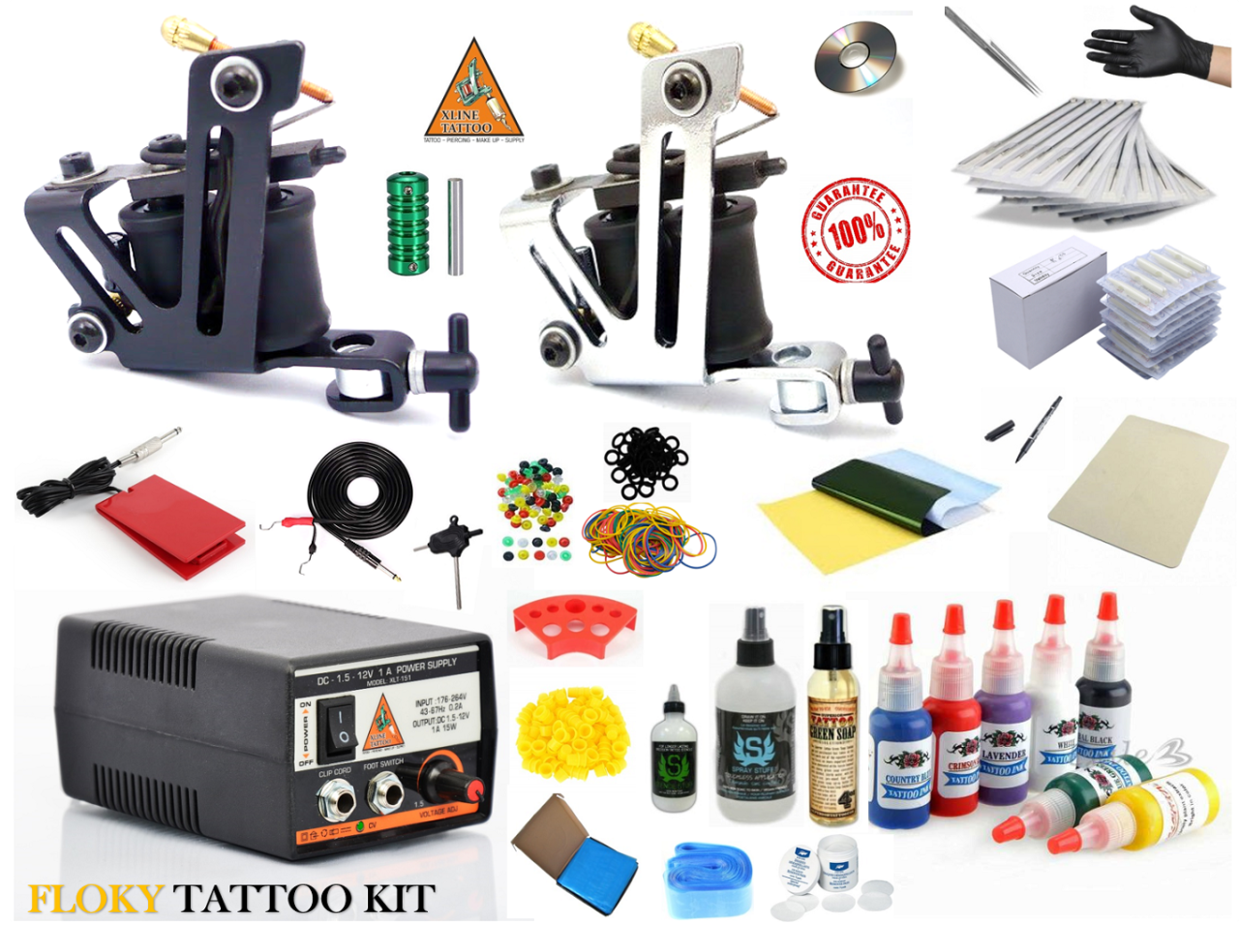 XL-599 FLOKY 2 MAKİNELİ TATTOO DÖVME MAKİNASI SETİ