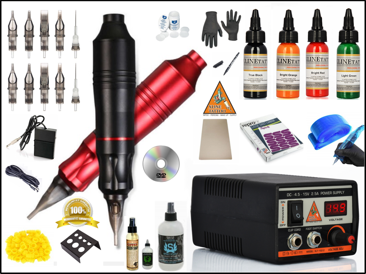 XL-5327A HYBRID ÇANTALI SİYAH RENK TATTOO PEN DÖVME MAKİNASI SETİ - MABUCHI MOTOR