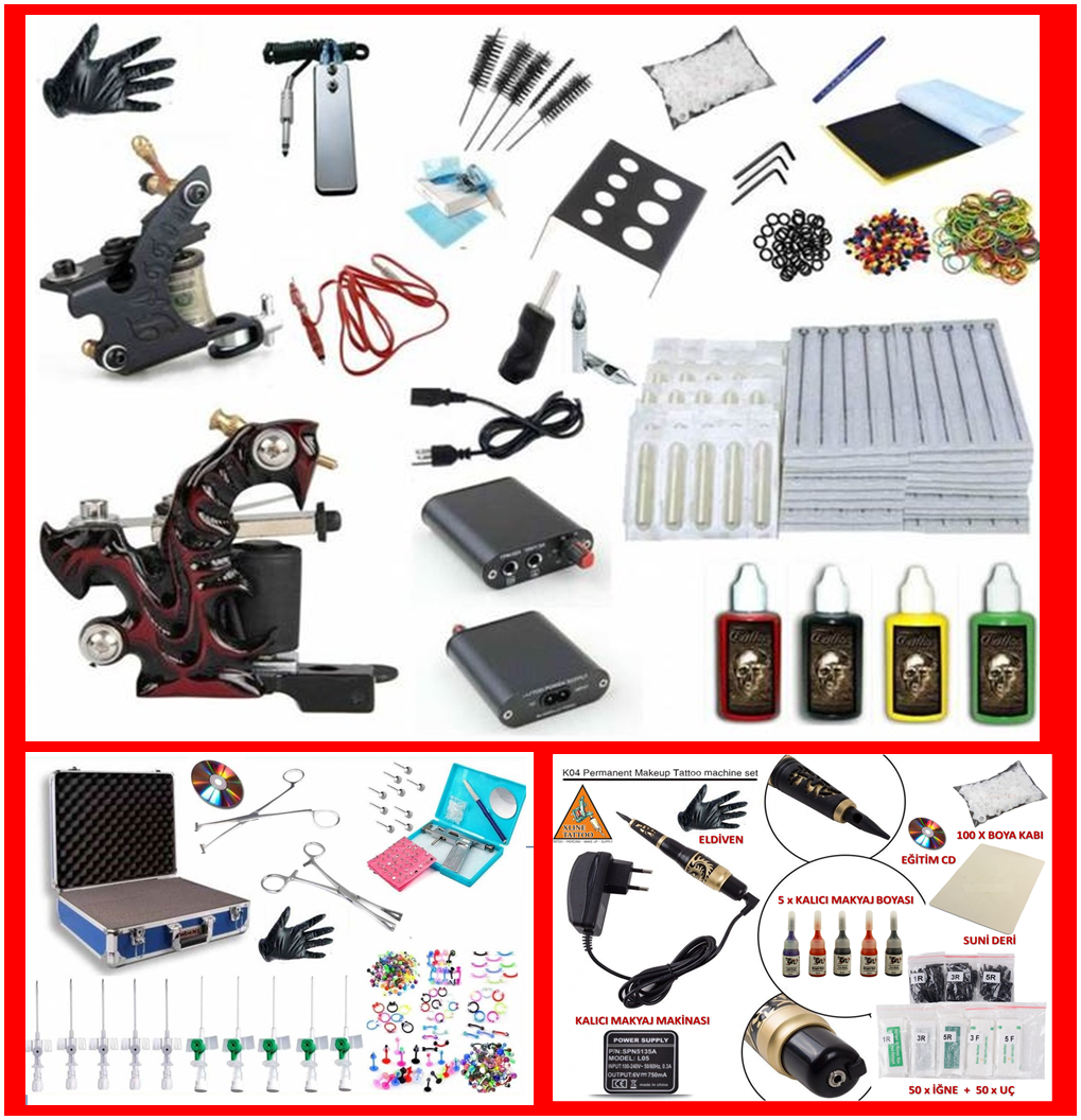 DÖVME SETİ + KALICI MAKYAJ SETİ + PİERCİNG SETİ