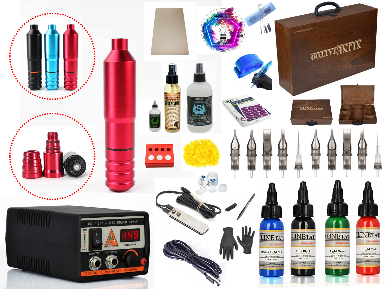 XL-5338B ÇANTALI HYBRID TATTOO PEN DÖVME MAKİNESİ SETİ