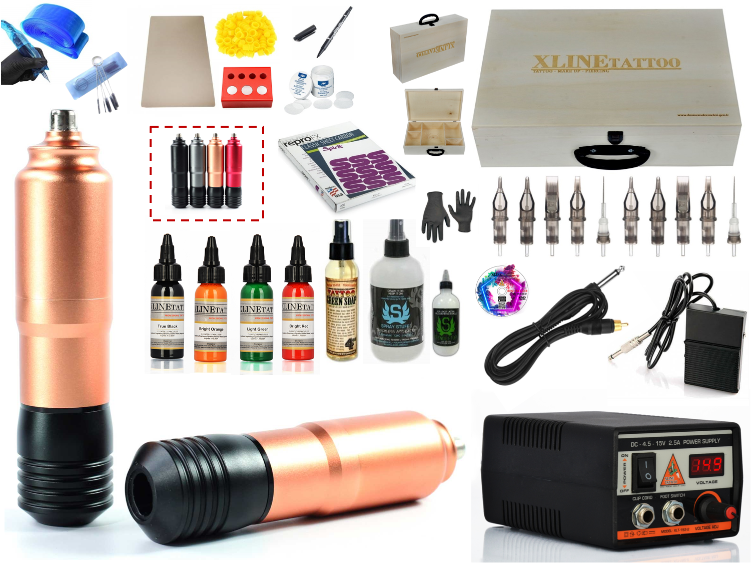 XL-5339C ÇANTALI HYBRID TATTOO PEN DÖVME MAKİNESİ SETİ