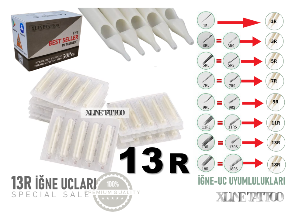 50 ADET DÖVME İĞNE UÇLARI -13R-