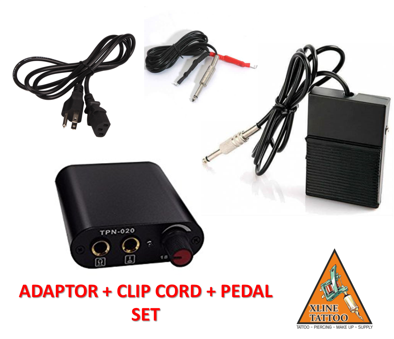 TATTOO DÖVME MAKİNESİ ADAPTÖR + CLIP CORD + PEDAL SET - ÇİFT JAKLI - USA