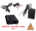TATTOO DÖVME MAKİNESİ ADAPTÖR + CLIP CORD + PEDAL SET - ÇİFT JAKLI - USA
