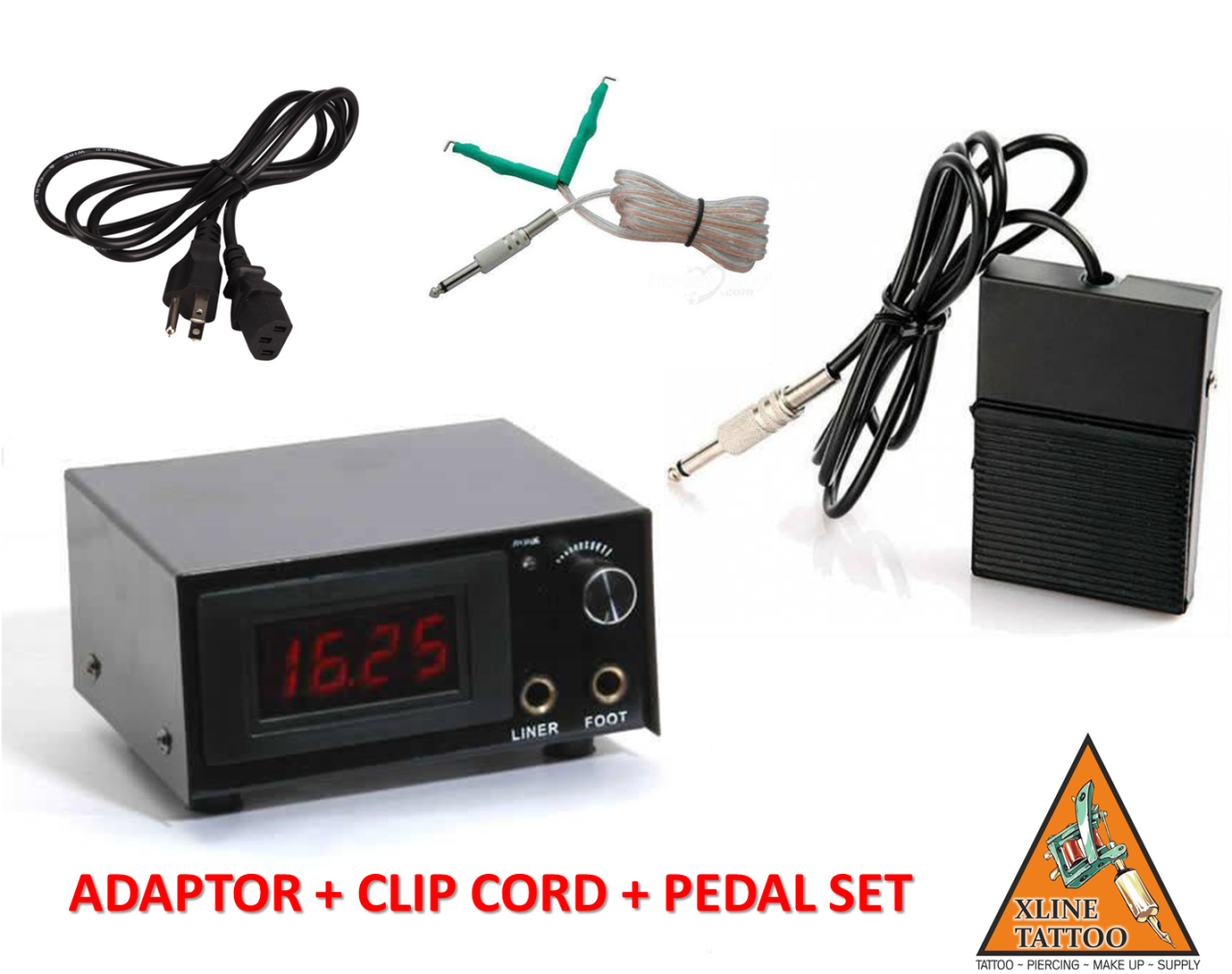 XL766 TATTOO DÖVME MAKİNESİ ADAPTÖR + CLIP CORD + PEDAL SET - ÇİFT JAKLI - USA