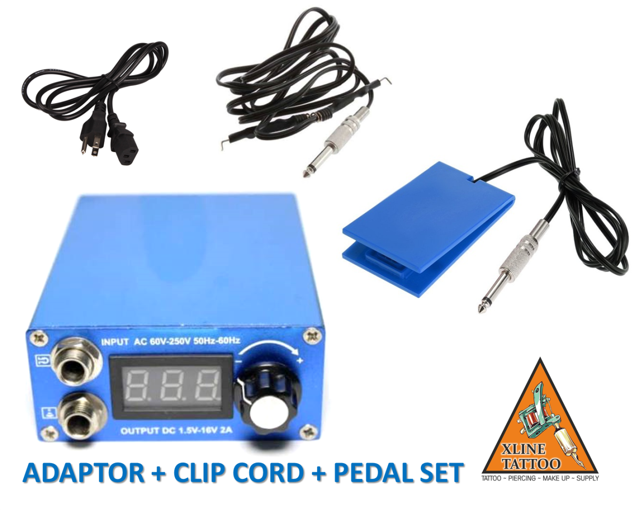XL-760 TATTOO DÖVME MAKİNESİ ADAPTÖR + CLIP CORD + PEDAL SET - ÇİFT JAKLI - USA