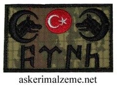 Çift Kurt Başlı Ayyıldız Bayrak Göktürkçe Türk Yazılı Kamuflaj Renk Arma, Patch, Peç Model