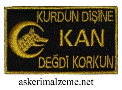 ''Kurdun Dişine Kan Değdi Korkun'' Siyah Renk Arma, Patch, Peç Model