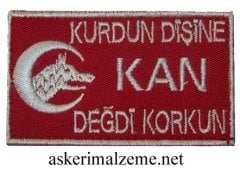 ''Kurdun Dişine Kan Değdi Korkun'' Kırmızı Renk Arma, Patch, Peç Model