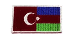 Türkiye- Azerbeycan Bayrağı Arması Patch, Peç Model Cırtlı