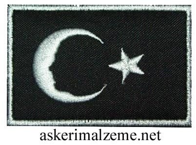 Bayrak Atatürk Bayrağı Siyah Renk Arması Patch, Peç Model Cırtlı