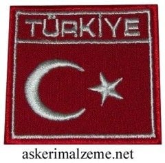 Bayraklı Türkiye Arması,Patch, Peç Model Kare Cırtlı