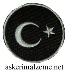 Türk Bayrağı Siyah Renk Yuvarlak Cırtlı Arma, Patch, Peç Model