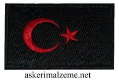 Türk Bayrağı Arması Siyah Renk Kırmızı Ayyıldız Patch, Peç Model Cırtlı