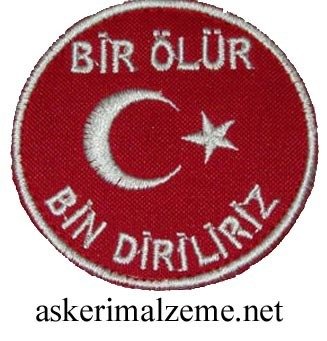 Türk Bayrağı ''Bir Ölürüz Bin Diriliriz'' Kırmızı Renk Patch, Peç Model