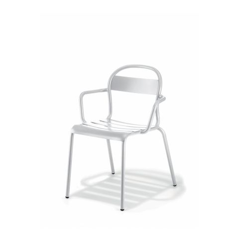 Stecca 2 Beyaz Kolçaklı Metal Sandalye