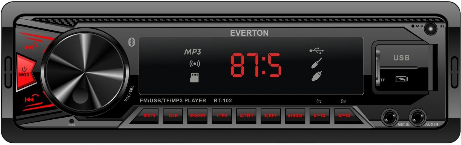 Everton RT-102 ÇİFT USB'li USB-SD-FM-AUX- Bluetooth Oto Teyp 4x50 Watt