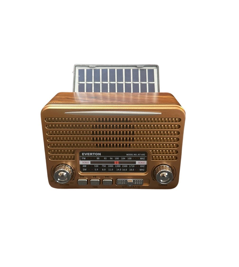 Everton RT-642 Orta Boy Solar Güneş Enerjili Bluetooth, Nostalji , FM/AM/SW 3 Band Radyo ,usb, sd mp3 player