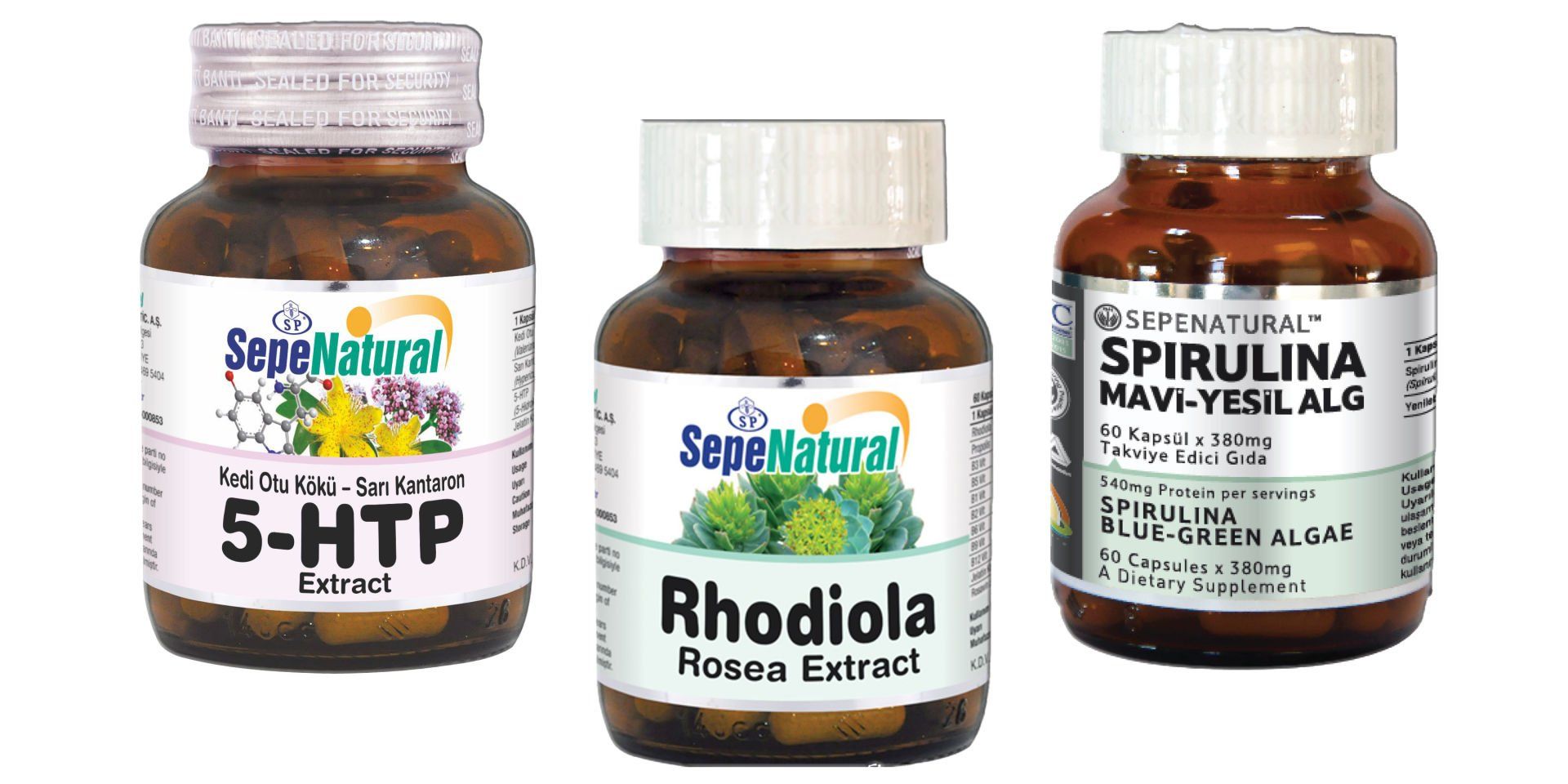 SPN  5HTP X 350MG - RHODIOLA X 387MG -SPIRULINA X 380MG