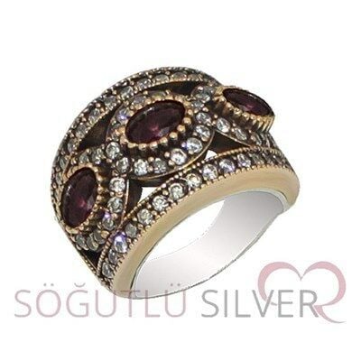 root ruby and zircon stone ring