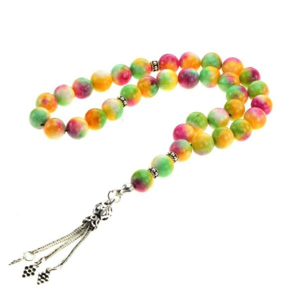 Sphere Cut Colored Natural Stone Rosary