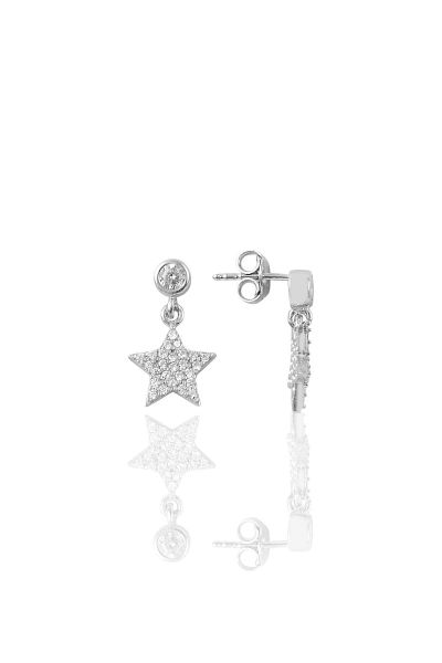 Gümüş rodyumlu zirkon taşlı yıldız figürlü küpe SGTL12329RODAJ