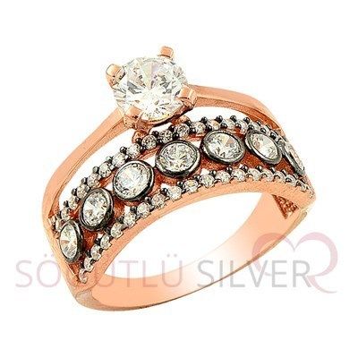 solitaire and five stone combined ring