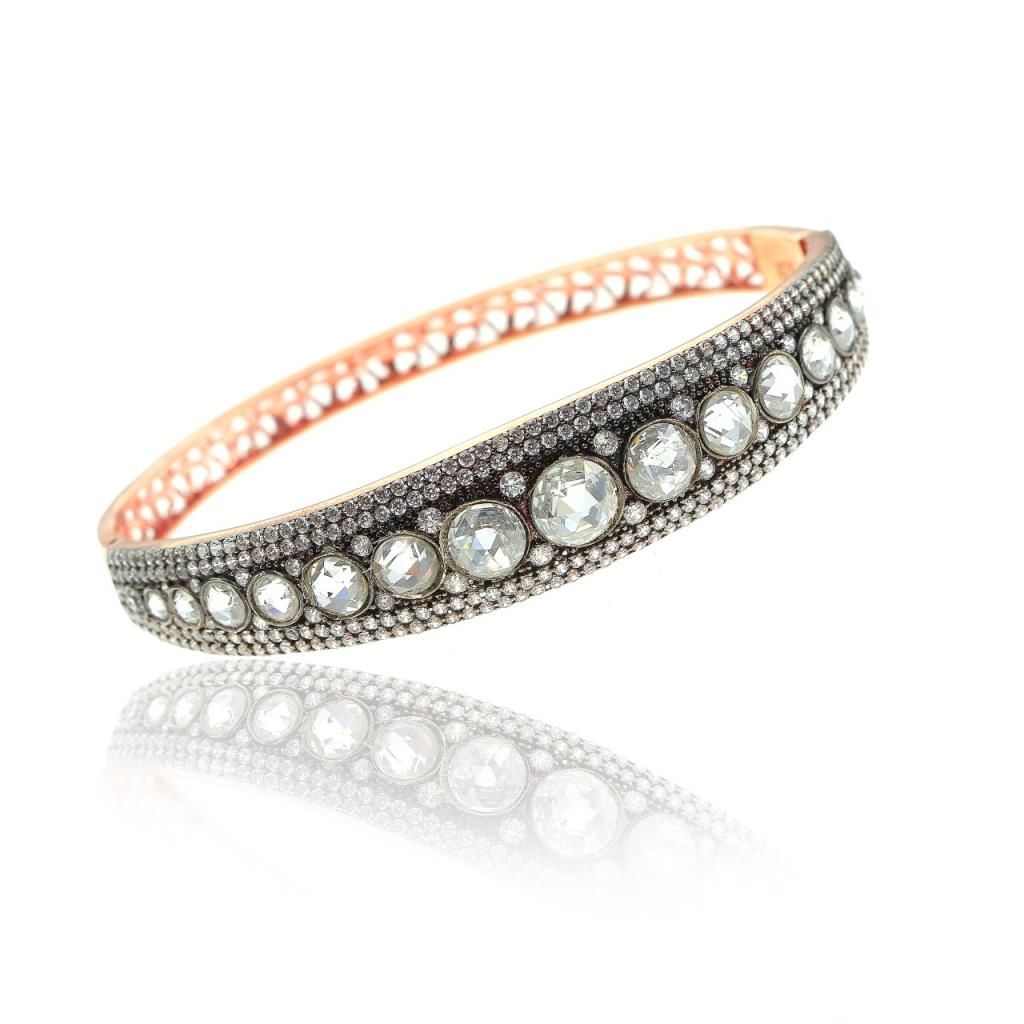 Diamond mounted filter stone cuff bracelet