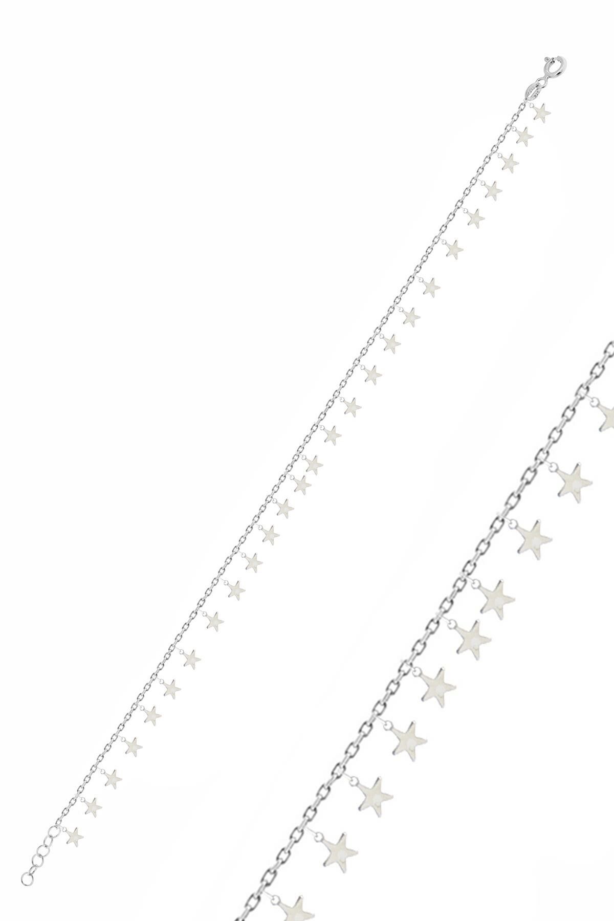 Gümüş rodyumlu yıldız pullu halhal SGTL10544RODAJ