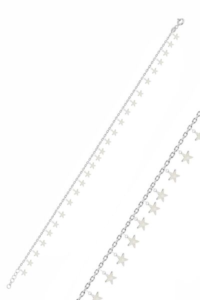 Gümüş rodyumlu yıldız pullu halhal SGTL10544RODAJ