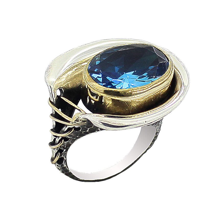 aquamarine stone stitched ring