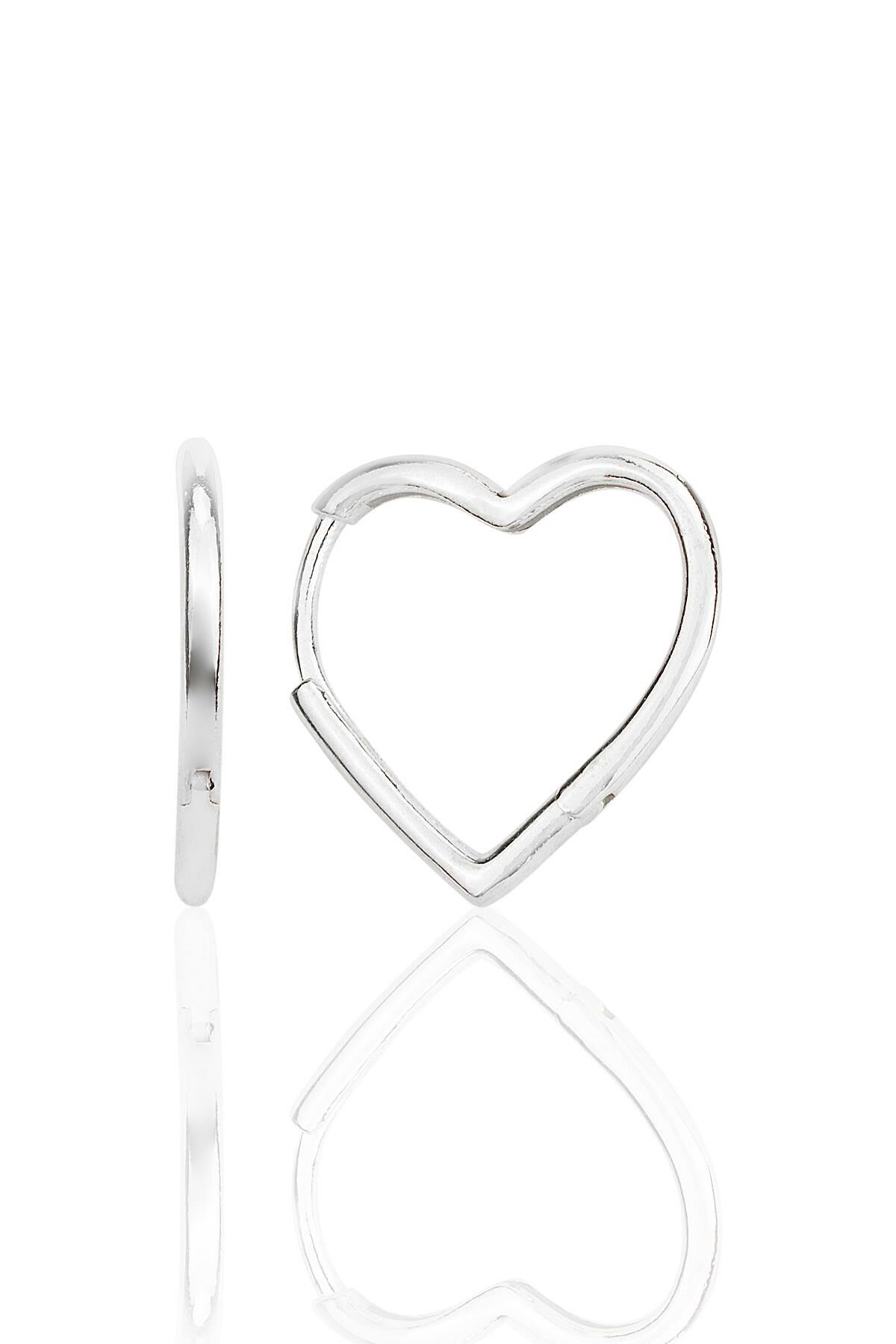 Gümüş rodyumlu özel tasarım 20 mm kalp küpe SGTL12282RODAJ