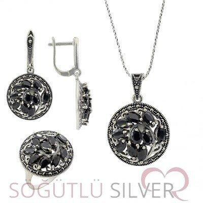 marcasite and onix stone triple set