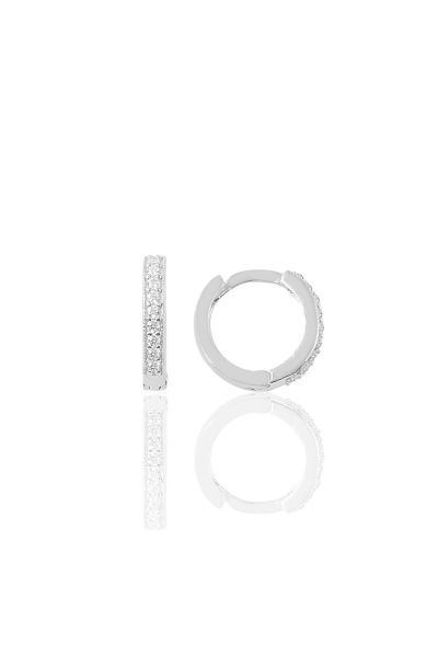 Gümüş rodyumlu zirkon taşlı 11 mm halka küpe Tragus Piercing Helix Kıkırdak Küpesi SGTL11740RODAJ