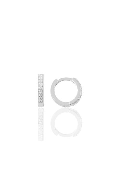 Gümüş rodyumlu zirkon taşlı 10 mm halka küpe Tragus Piercing Helix Kıkırdak Küpesi SGTL11738RODAJ