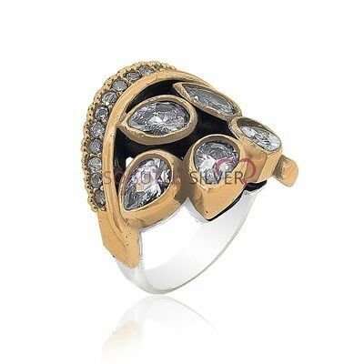Authentic leaf ring with zircon stone