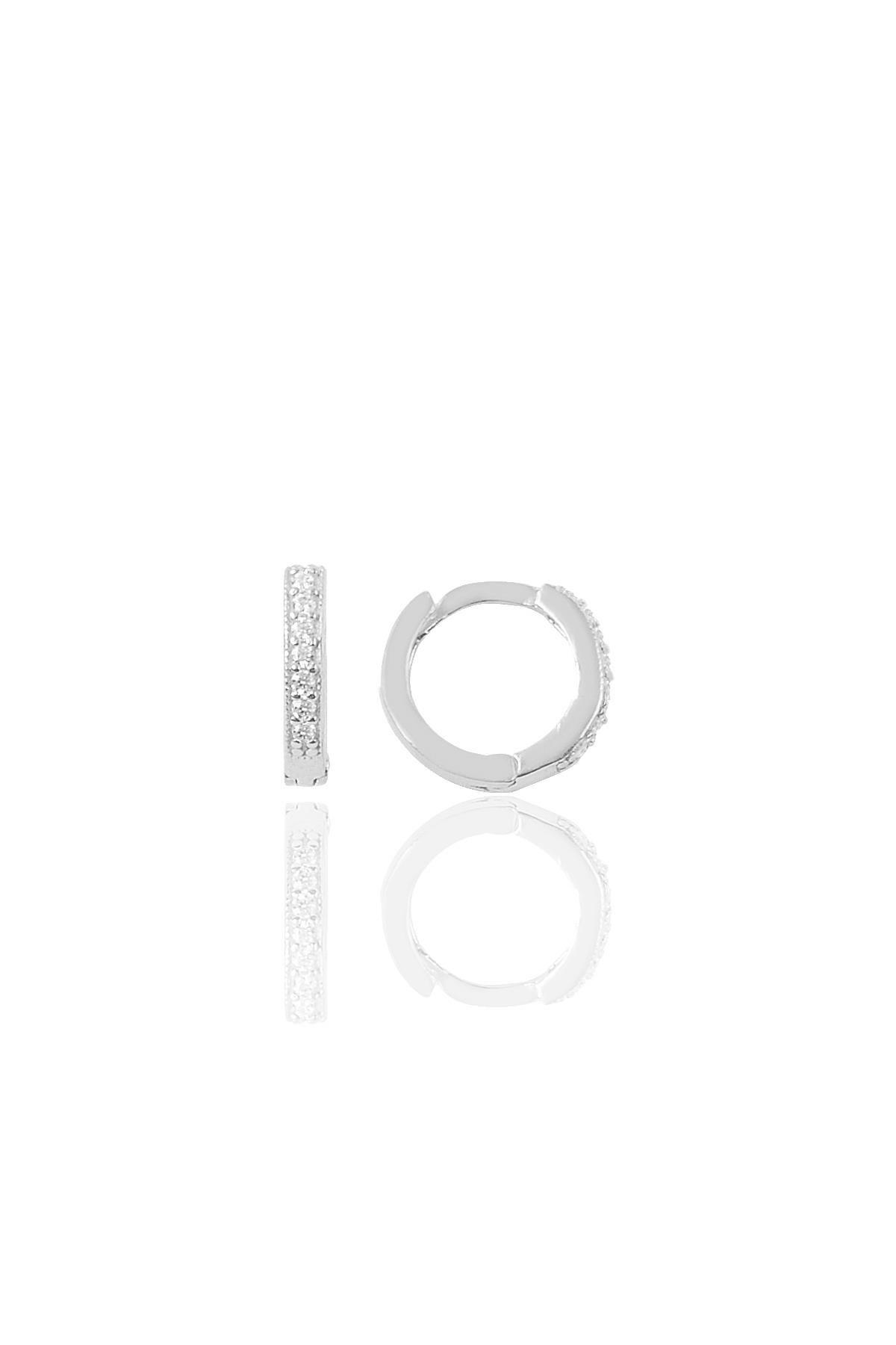 Gümüş rodyumlu zirkon taşlı 9 mm halka küpe Tragus Piercing Helix Kıkırdak Küpesi SGTL11736RODAJ