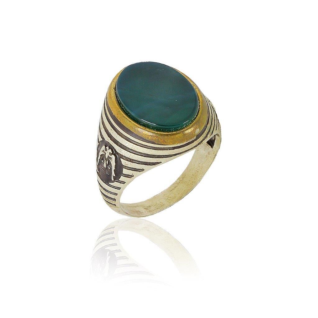 green ake stone men's ring