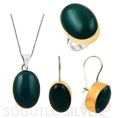 green agate authentic triple set