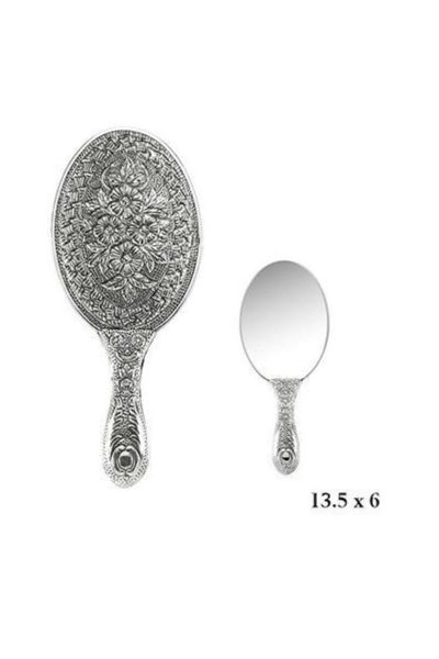 silver hand mirror