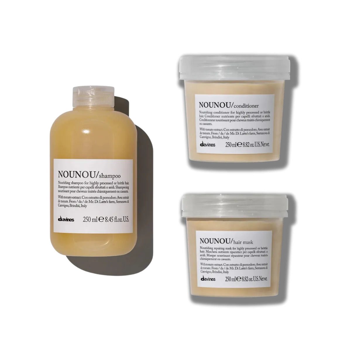 Davines Nounou Besleyici Güçlendirici Şampuan 250 ml + Maske 250 ml + Krem 250 ml Set