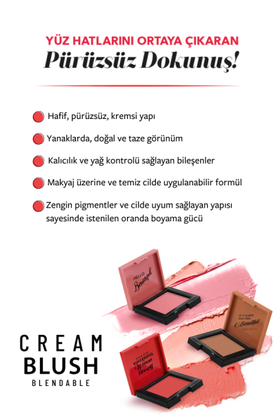 Pastel Cream Blush - Krem Allık 43 Scarlett 3.6 g