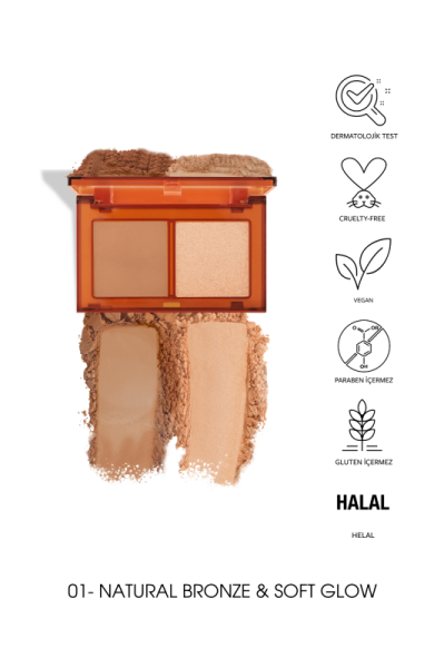 Pastel Bronzer&Highlighter Set Sun Kissed - Bronzlaştırıcı Ve Aydınlatıcı 01 Natural Bronze & Soft Glow 2 x 4.3 g