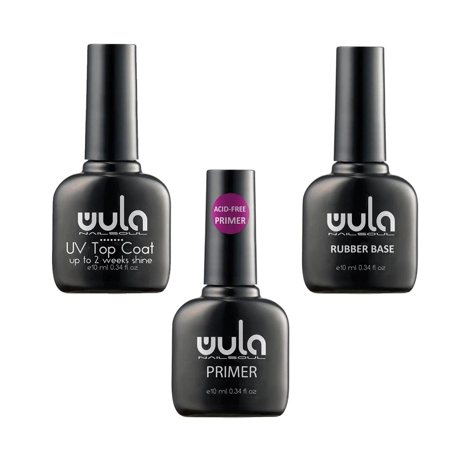 Wula Nailsoul Kalıcı Oje Kurutucu Set 10ML - Top coat - Primer - Base coat