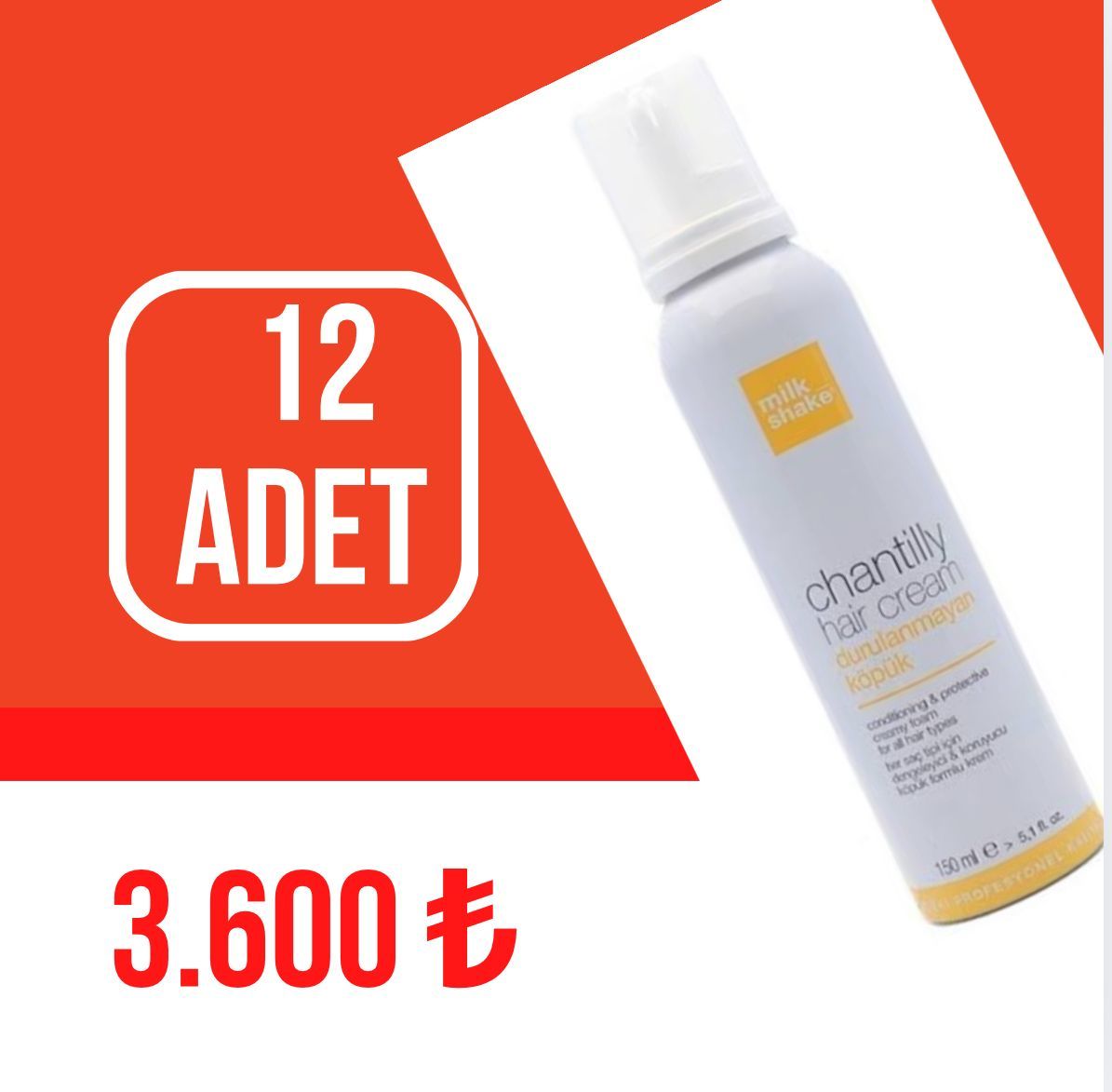 MilkShake Chantilly Hair Cream Durulanmayan Köpük 12x150 ml