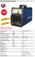 Welder Maxiarc 250 CEL Inverter Kaynak Makinası