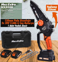 Max Extra MX8006 Akülü Dal Kesme Budama Mini Testere Yağlı 20V 2.0AH