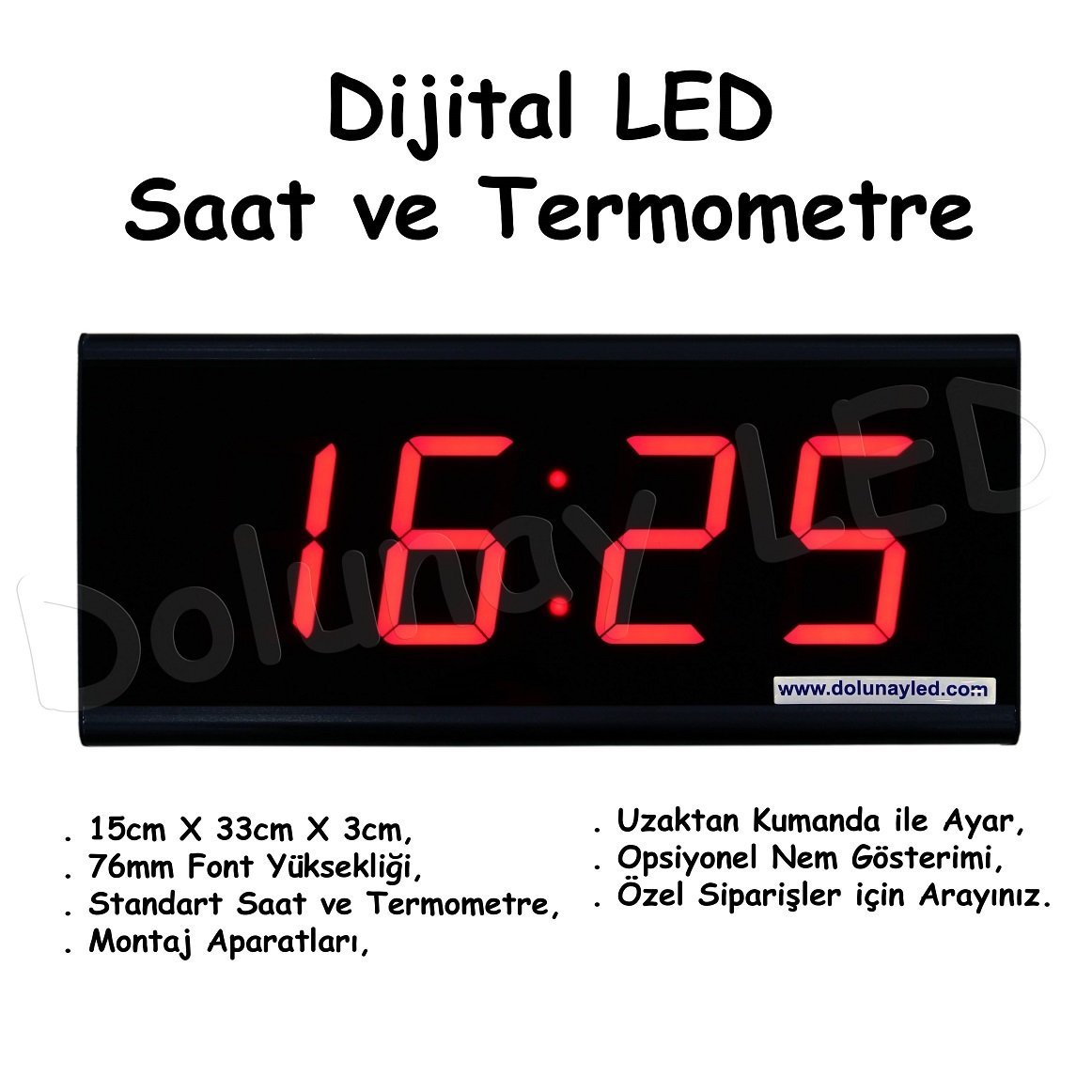 Dijital LED Saat Termometre 76mm