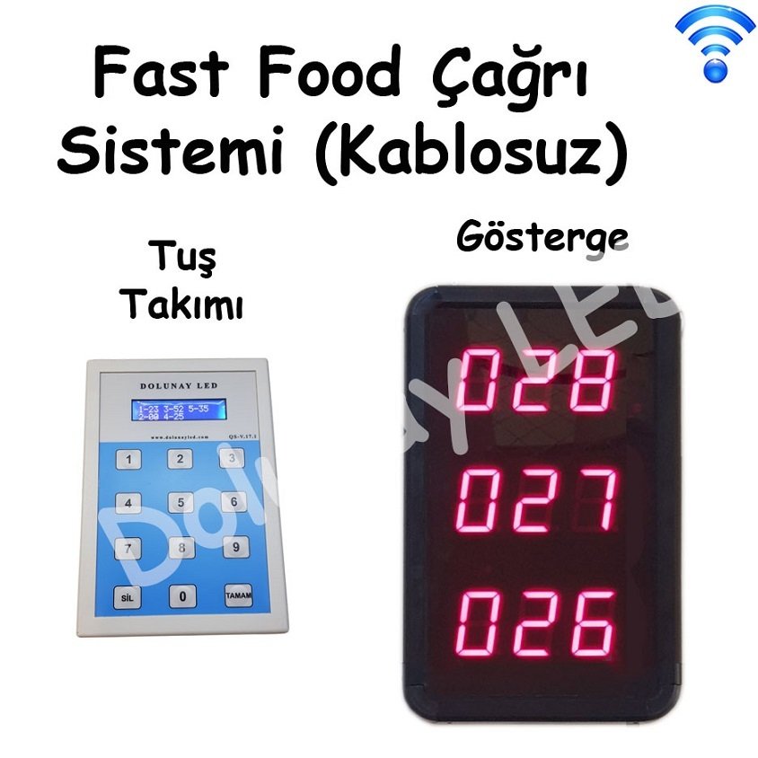 Fast Food Sıra Cihazı 3 Satır (Kablosuz)