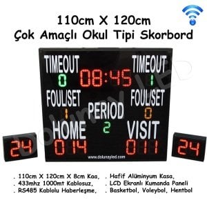 Çok Amaçlı Okul Tipi Skorbord 110cm x 120cm